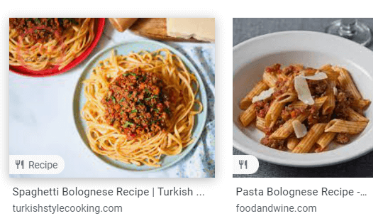 Receptjelvény a Google Képeken